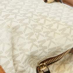 Michael Kors Brown/White Signature Coated Canvas and Leather Savannah Satchel