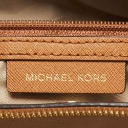 Michael Kors Brown/White Signature Coated Canvas and Leather Savannah Satchel