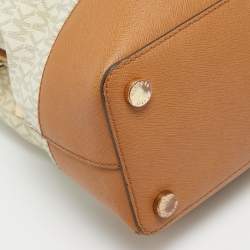 Michael Kors Brown/White Signature Coated Canvas and Leather Savannah Satchel