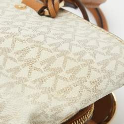 Michael Kors Brown/White Signature Coated Canvas and Leather Savannah Satchel