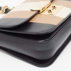 Pre Owned Michael Kors Tricolor Stripe Leather Sloan Shoulder Bag