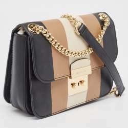 Pre Owned Michael Kors Tricolor Stripe Leather Sloan Shoulder Bag