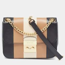 Pre Owned Michael Kors Tricolor Stripe Leather Sloan Shoulder Bag