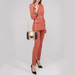 Pre Owned Michael Kors Tricolor Stripe Leather Sloan Shoulder Bag