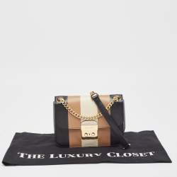 Pre Owned Michael Kors Tricolor Stripe Leather Sloan Shoulder Bag