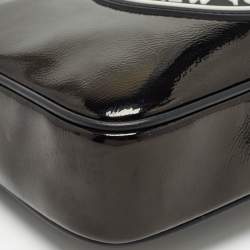 Pre Owned Michael Kors Black/White Patent Leather Fulton Crossbody Bag