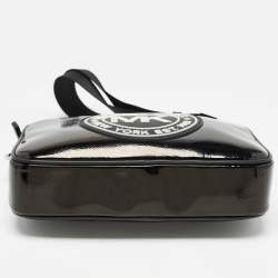 Pre Owned Michael Kors Black/White Patent Leather Fulton Crossbody Bag