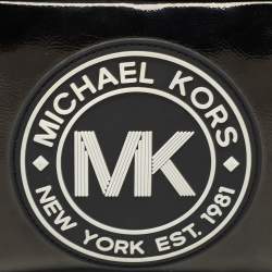Pre Owned Michael Kors Black/White Patent Leather Fulton Crossbody Bag