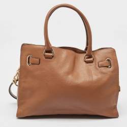 Michael Kors Brown Leather Hamilton Tote