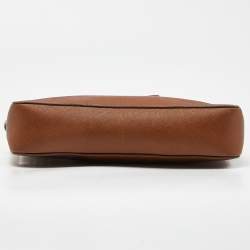 Pre Owned Michael Kors Brown Leather Large East West Jet Set Crossbody Bag