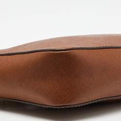 Pre Owned Michael Kors Brown Leather Large East West Jet Set Crossbody Bag