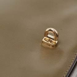 Pre Owned Michael Kors Olive Green Leather Delfina Saddle Bag