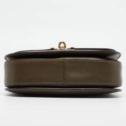Pre Owned Michael Kors Olive Green Leather Delfina Saddle Bag