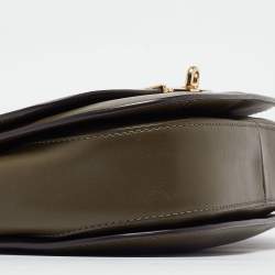 Pre Owned Michael Kors Olive Green Leather Delfina Saddle Bag