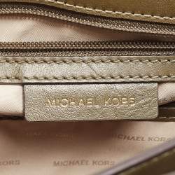 Pre Owned Michael Kors Olive Green Leather Delfina Saddle Bag