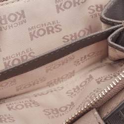 Pre Owned Michael Kors Grey Saffiano Leather French Compact Wallet