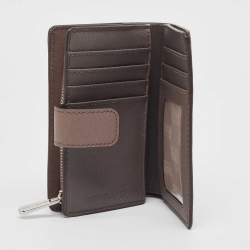 Pre Owned Michael Kors Grey Saffiano Leather French Compact Wallet