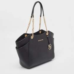 Pre Owned حقيبة كتف مايكل كورس سلسلة ترافيل جيت سيت جلد سوداء