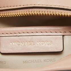 Pre Owned Michael Kors Old Rose/Beige Signature Coated Canvas and Leather Floral Applique Ginny Crossbody Bag