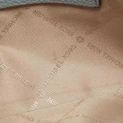 Pre Owned Michael Kors Light Blue Leather Lasercut Karson Slim Card Case