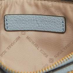 Pre Owned Michael Kors Light Blue Leather Lasercut Karson Slim Card Case