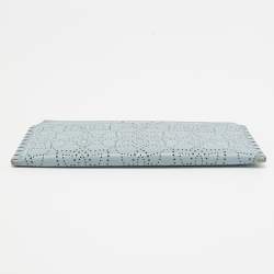 Pre Owned Michael Kors Light Blue Leather Lasercut Karson Slim Card Case