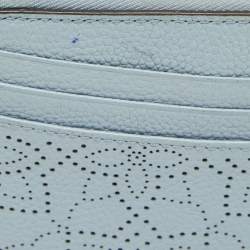 Pre Owned Michael Kors Light Blue Leather Lasercut Karson Slim Card Case