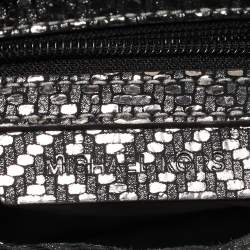 مملوكة مسبقًا Michael Kors Metallic Grey Textured Leather Ginny Camera Crossbody Bag