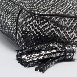 مملوكة مسبقًا Michael Kors Metallic Grey Textured Leather Ginny Camera Crossbody Bag