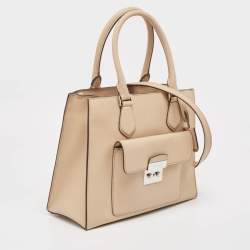 Pre Owned Michael Kors Beige Leather Bridgette Tote