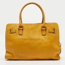 Pre Owned Michael Kors Mustard Leather East/West Hamilton Tote
