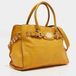 Pre Owned Michael Kors Mustard Leather East/West Hamilton Tote