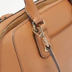 Pre Owned Michael Kors Brown Saffiano Leather Logo Satchel
