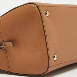 Pre Owned Michael Kors Brown Saffiano Leather Logo Satchel