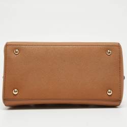 Pre Owned Michael Kors Brown Saffiano Leather Logo Satchel