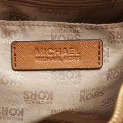 Pre Owned Michael Kors Brown Saffiano Leather Logo Satchel