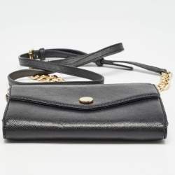 Pre Owned Michael Kors Black Leather Mini Envelope Crossbody Bag