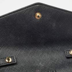 Pre Owned Michael Kors Black Leather Mini Envelope Crossbody Bag