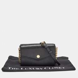 Pre Owned Michael Kors Black Leather Mini Envelope Crossbody Bag