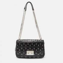 Pre Owned Michael Kors Black Quilted Leather Large Eyelet Sloan Chain Shoulder Bag