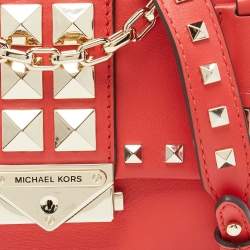 Pre Owned Michael Kors Red Studded Leather Mini Cece Crossbody Bag