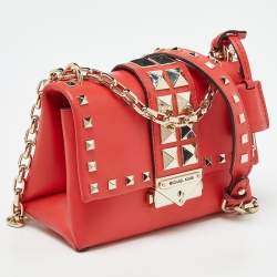 Pre Owned Michael Kors Red Studded Leather Mini Cece Crossbody Bag