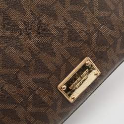 Michael Kors Brown Signature Coated Canvas and Leather Jet Set Travel Messenger Bag