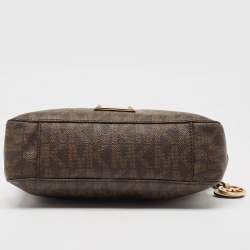 Michael Kors Brown Signature Coated Canvas and Leather Jet Set Travel Messenger Bag