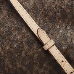 Michael Kors Brown Signature Coated Canvas and Leather Jet Set Travel Messenger Bag