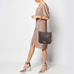 Michael Kors Brown Signature Coated Canvas and Leather Jet Set Travel Messenger Bag
