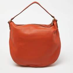 Michael Kors Orange Leather Logo Zip Hobo