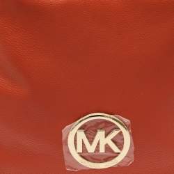 Michael Kors Orange Leather Logo Zip Hobo