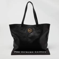 مملوكة مسبقًا Michael Kors Black Leather Jet Set Travel Tote