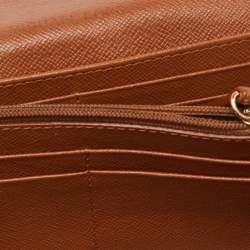 Pre Owned Michael Kors Tan Ostrich Embossed Leather Flap Continental Wallet